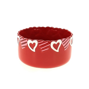 Coupe Ceramique Rouge Motif Coeur Ø18 Ht 9cm