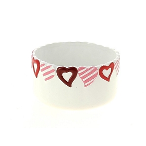 Coupe Ceramique Blanche Motif Coeur Ø15 Ht 7.5cm