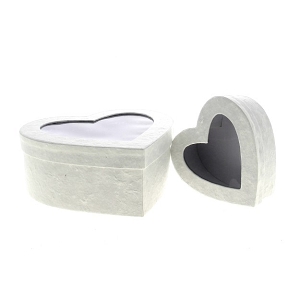 Boite Coeur Blanche Set De 2 (14x14,22x22)