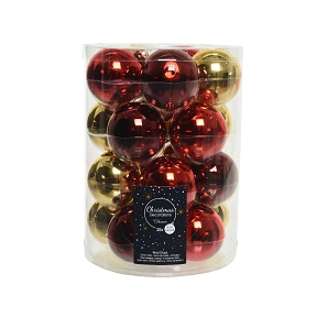 Boules noël verre assorties rouge-or ø60mm (x 20)