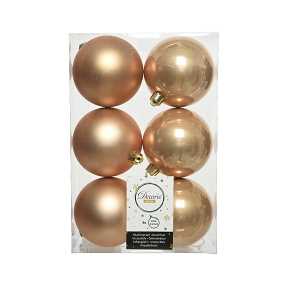 Boules noël plastique caramel assorties ø80 mm (x 6)