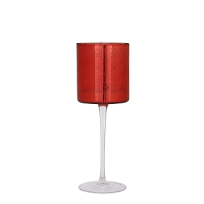 Photophore sur pied rouge ø9 ht 25cm