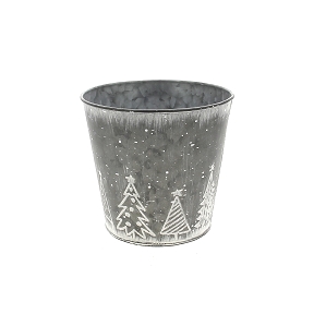 Pot zinc naturel motif sapin ø15 ht 15cm