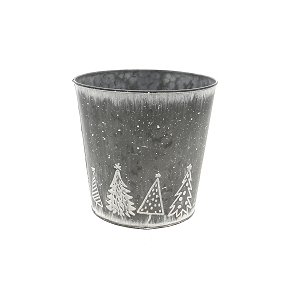 Pot zinc naturel motif sapin ø18 ht 16.5cm