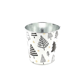 Pot zinc blanc motif sapin ø11 ht 11cm