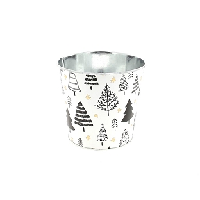 Pot zinc blanc motif sapin ø13.5 ht 12cm