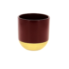 Cache-pot céramique rouge et or ø12 ht 12.5cm