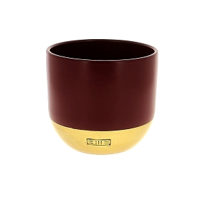 Cache-pot céramique rouge et or ø16.5 ht 14.5cm