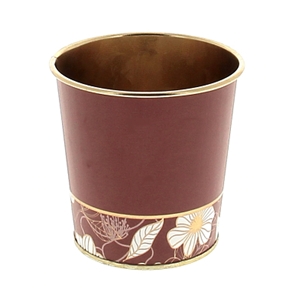 Cache-pot zinc rouge motif fleurs ø15 ht 15cm