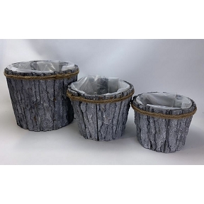 Cache-pot bois gris set de 3