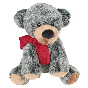 peluche ours gris avec echarpe rouge 40cm