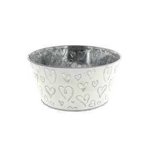Coupe zinc blanc cœurs blanc ø20 ht 10cm