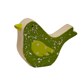 Oiseau céramique vert fonce 14x4.5 ht 10.5cm