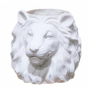 Cache-pot résine blanc tète de lion 44x40 ht 38cm