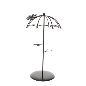 Support métal parapluie noir  + 2 verres 19x19 ht 34cm