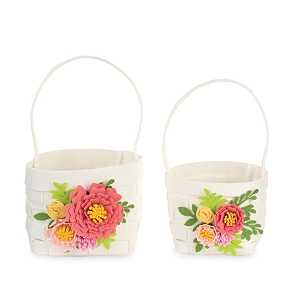 Panier feutrine fleurs set de 2