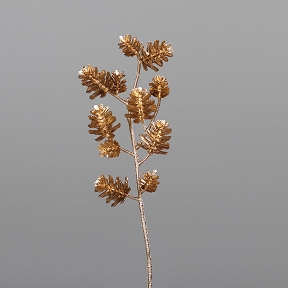 branche pomme de pin or paillettée 45cm