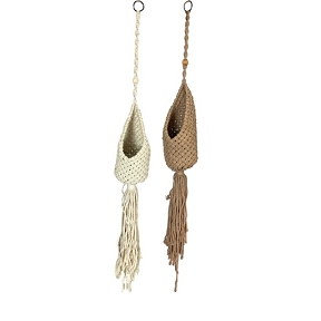 Suspension macramé + verre ø18 ht 85cm