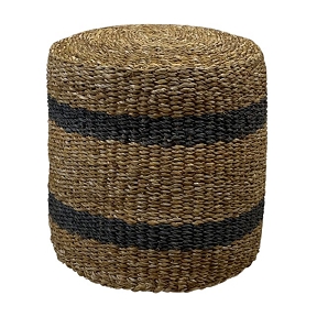 Pouf seagrass tresse nature - gris ø37 ht 37cm