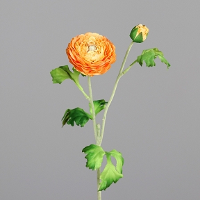 Renoncule 1 fleur + 1 bouton orange 60cm