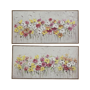 Tableau toile motif fleurs 60 x 120cm