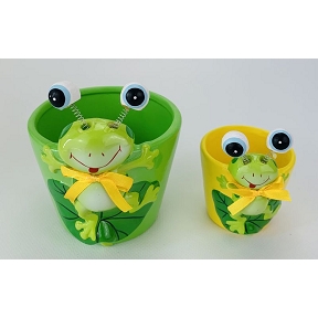 Cache-pot céramique grenouille jaune ø 6cm