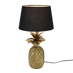 Lampe ananas or + abat jour noir ht 55cm