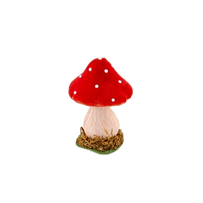 Champignon rouge sur socle mousse 9.5 x 9.5 ht 13cm