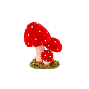 Champignon rouge sur socle mousse 13.5 x 8.5 ht 15cm