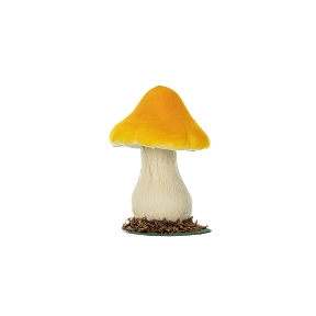 Champignon jaune sur socle mousse 10 x 10 ht 13cm