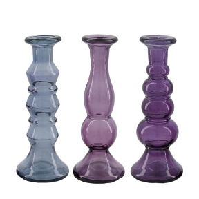 Bougeoir Verre Violet 9 X 9 Ht 22.5cm Assortis