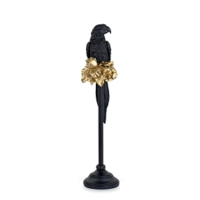 Perroquet Noir Sur Socle Ht 64cm