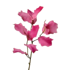 Branche Feuilles Pailletées Rose 70cm