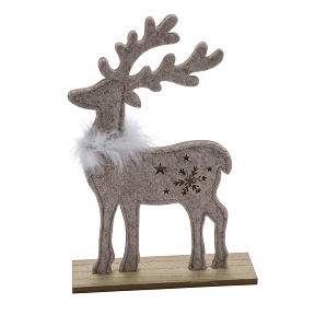 Cerf Feutrine Sur Socle 20 X 5 Ht 30cm