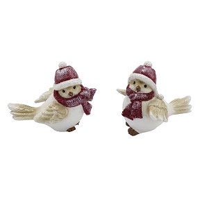 Oiseau Ceramique Avec Echarpe 15.5 X 8.5 Ht 12.5cm