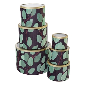 Boite carton motif feuilles set de 6