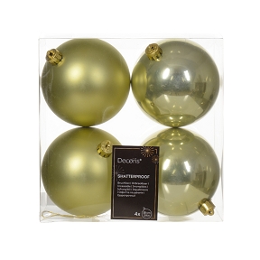 Boules Noël plastiques vertes dorées ø100mm x 4