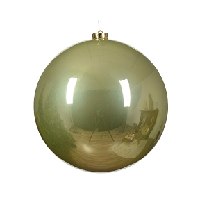 Boule Noël plastique verte dorée brillante ø20cm