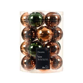 Boules Noël en verre marron-vert foncé ø60mm x 20