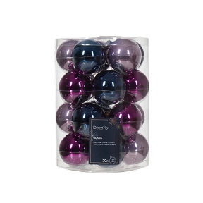 Boules Noël en verre violet-bleu foncé ø60mm x 20