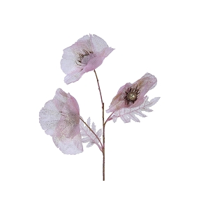 Coquelicot sur tige rose clair pailleté 76cm