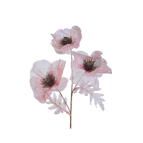 Coquelicot sur tige rose pailleté 76cm