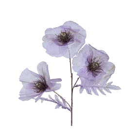 Coquelicot sur tige parme pailleté 76cm