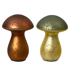 Champignon en verre cuivre-vert ø9 ht 14cm