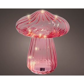 Champignon rose en verre lumineux ø17 ht 20cm