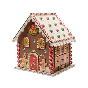 Calendrier de l'avant bois maison pain d epice 23x20 ht 27cm