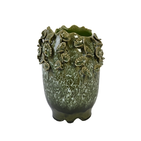 Vase céramique champignon vert ø23 ht 29.5cm