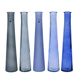 Bouteille verre teintée bleue ø7 ht 32cm