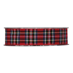 Ruban tissu écossais 25mm x 20m rouge