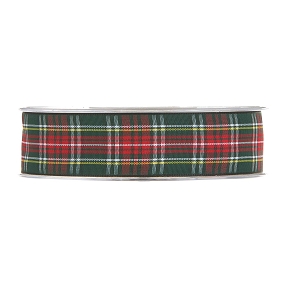 Ruban tissu écossais 25mm x 20m vert rouge